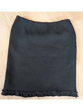 Moschino Cheap and Chic Black Ruffle Trim Skirt 12 Wool